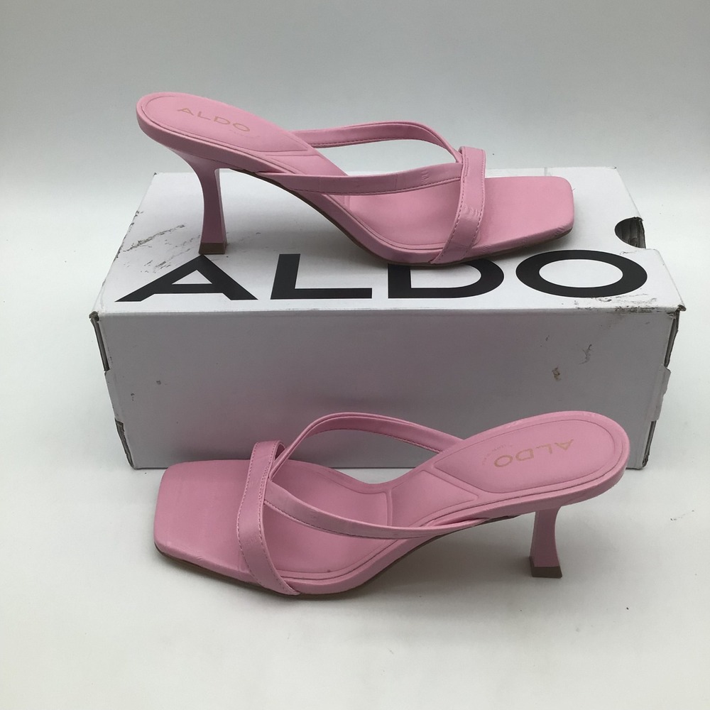 Aldo Enalen-660 Pink Strappy Square Toe Kitten Heel Sandals Womens Size 6.5 NEW